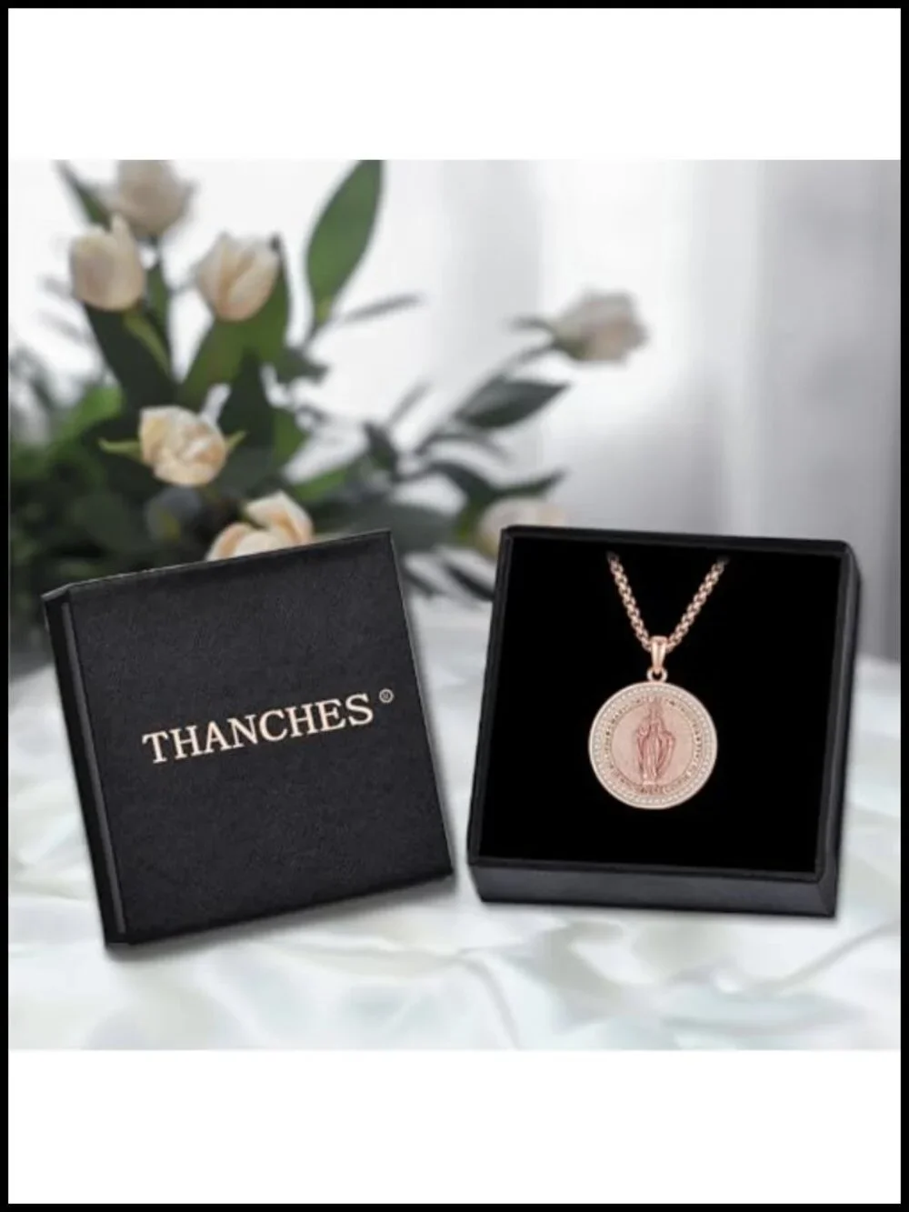 Sterling Silver Virgin Mary Medal Necklace 18K Gold Plated Catholic Pendant